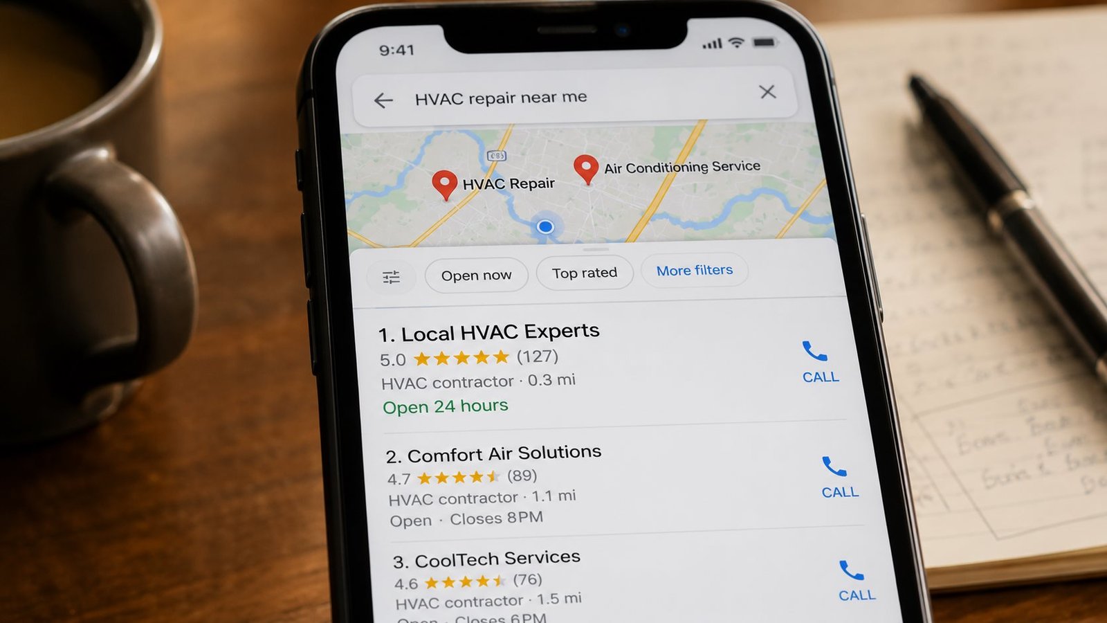 HVAC business ranking on Google Maps
