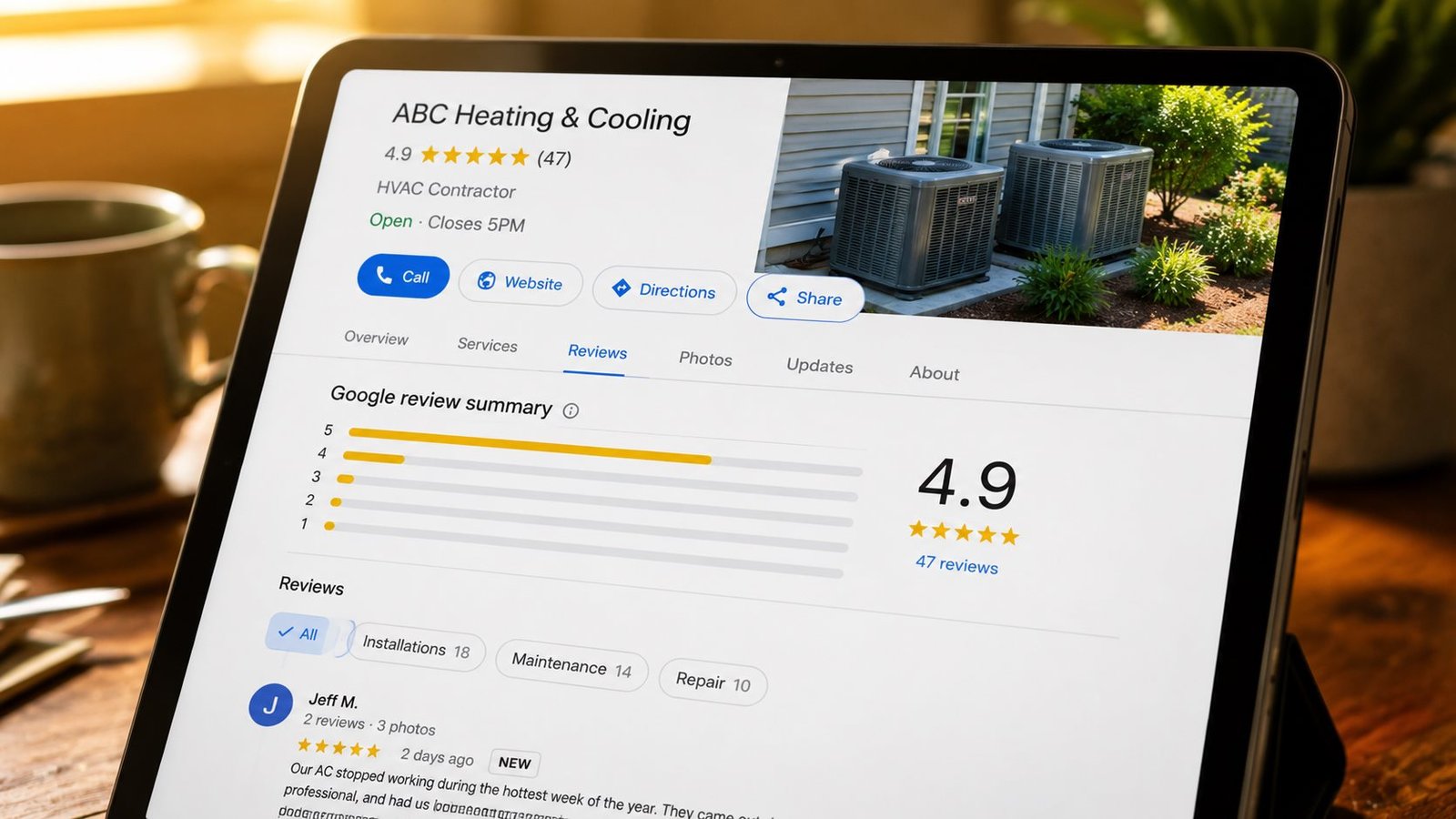 Google reviews for HVAC business